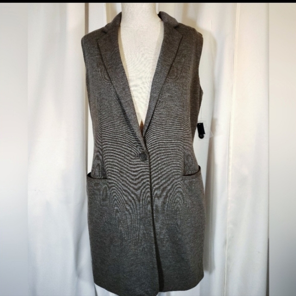 Apt. 9 Sweaters - Apartment 9 TAG Sleeveless Cardigen Sweatshirt, Women New, Gray, V-Neck,BttnUp S